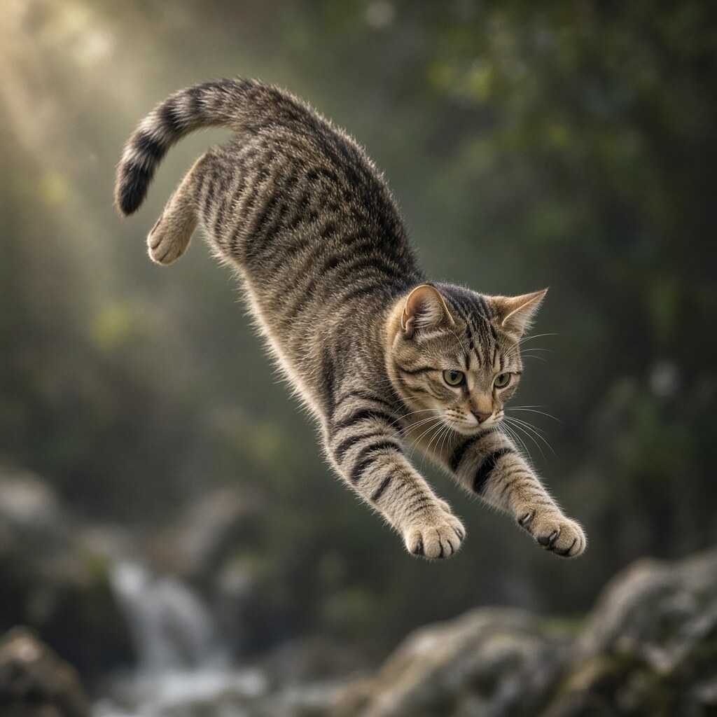 A cat’s freefall righting reflex begins to work by about 3–4 weeks of age