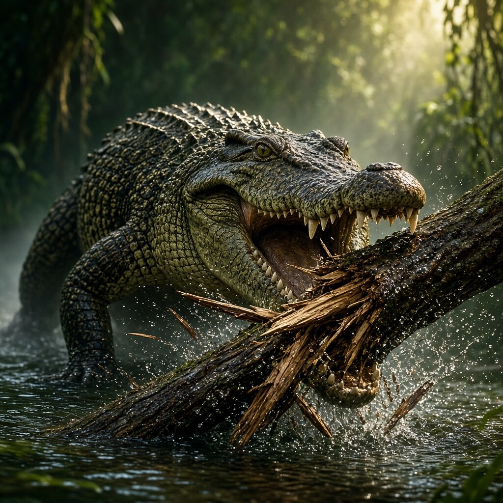 A crocodile’s bite is among the strongest measured in animals