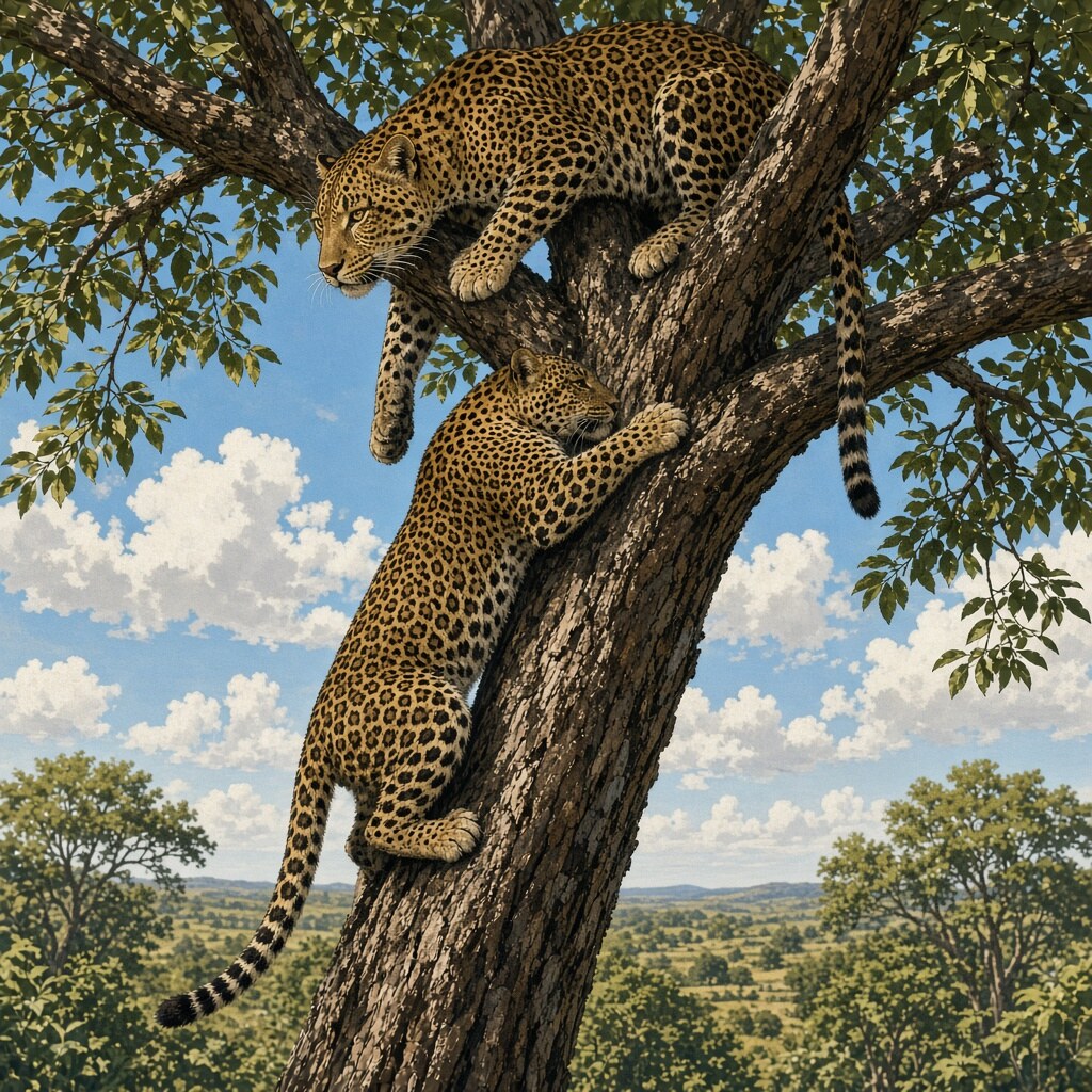 A leopard can haul prey twice its weight into a tree