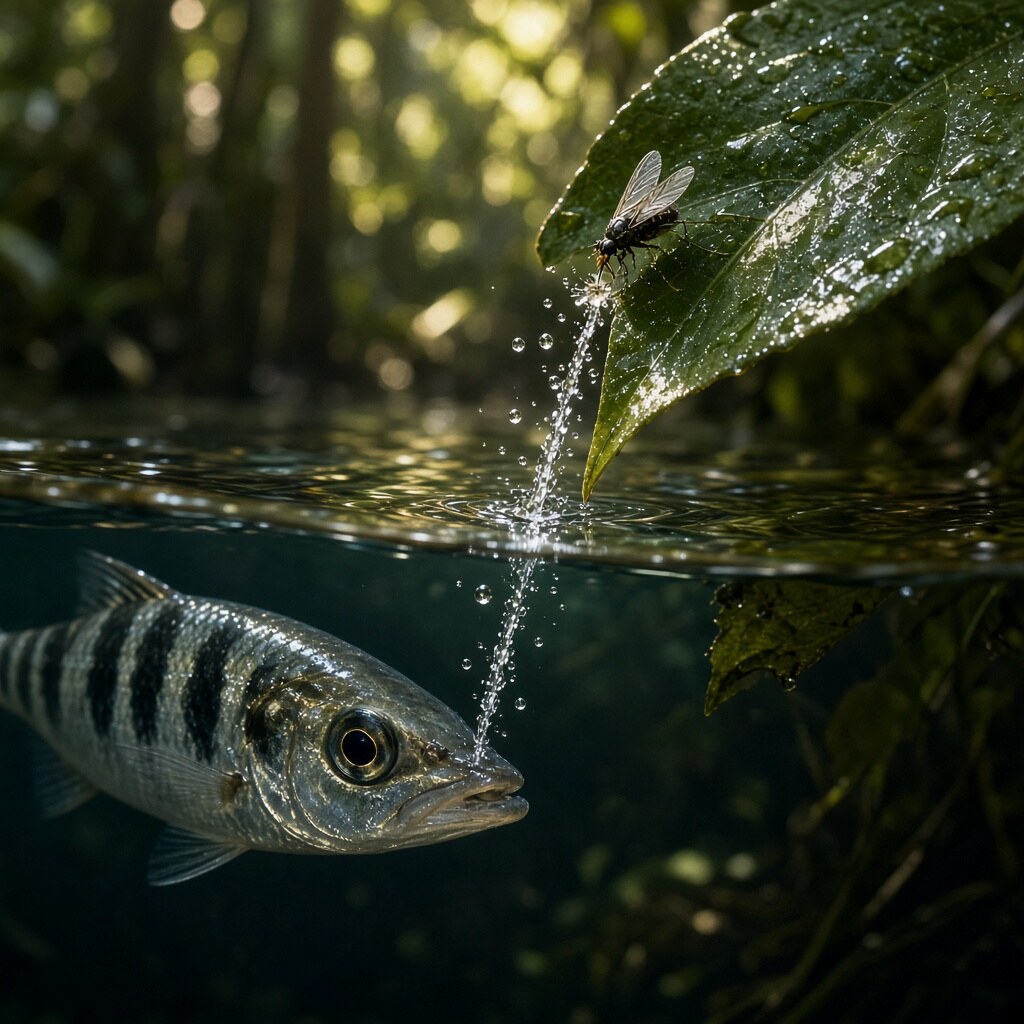 An archerfish shoots water droplets to knock insects down