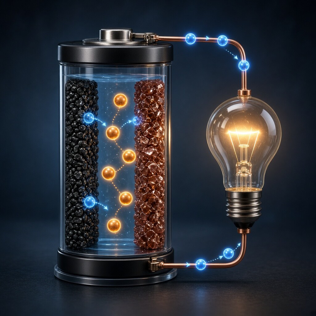 Batteries move electrons through an external circuit
