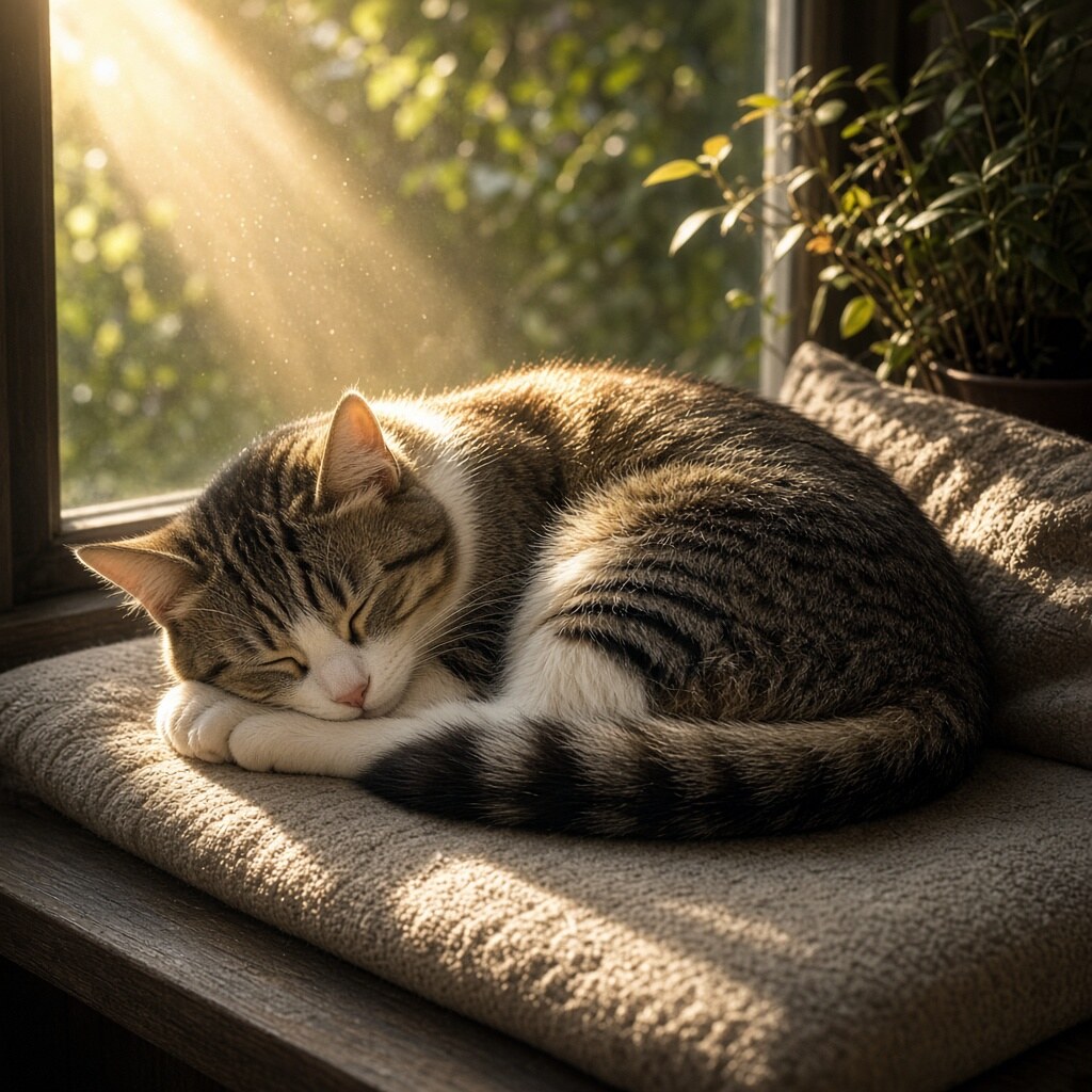 Cats spend about 70% of their lives sleeping