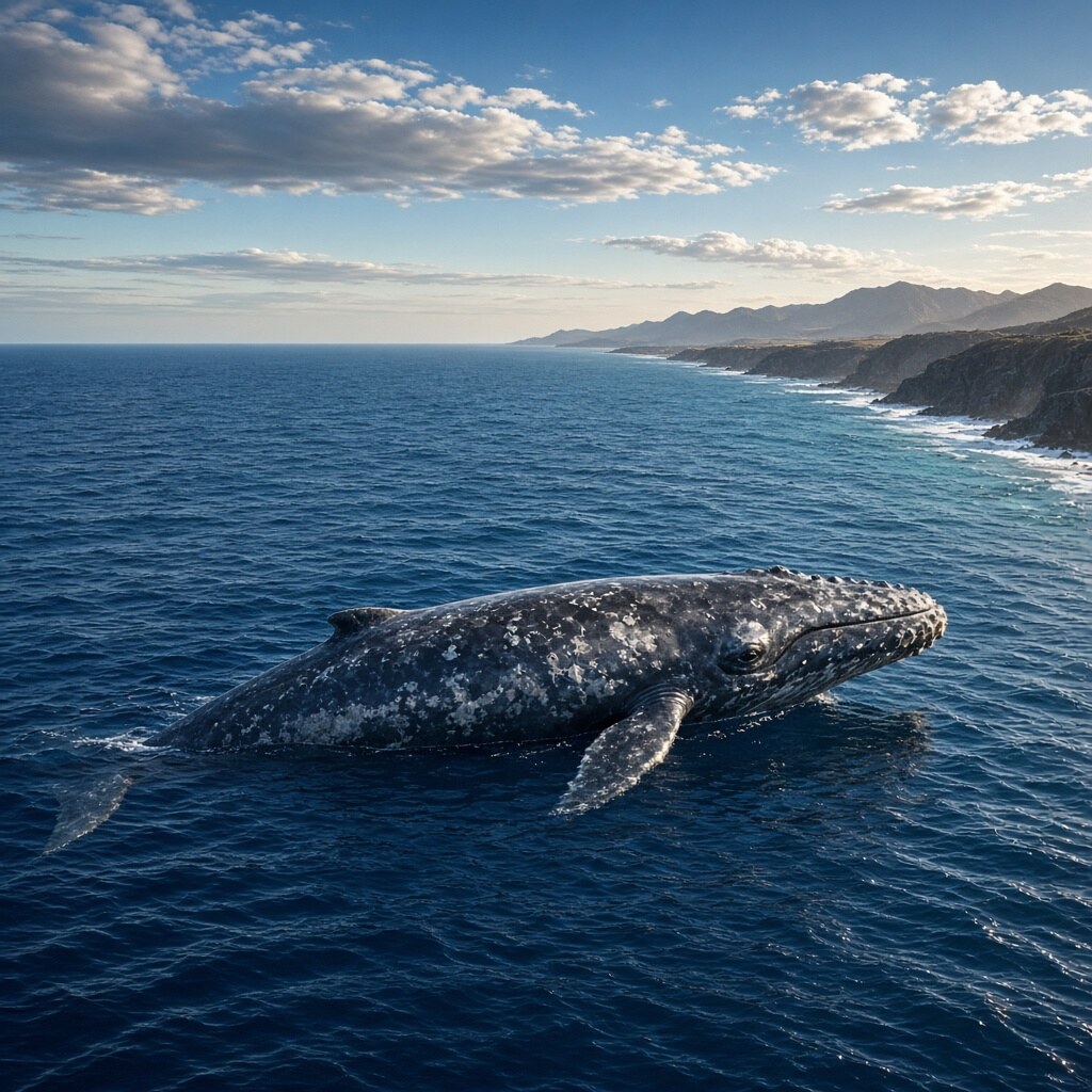 Gray whales migrate up to about 20,000 km round trip