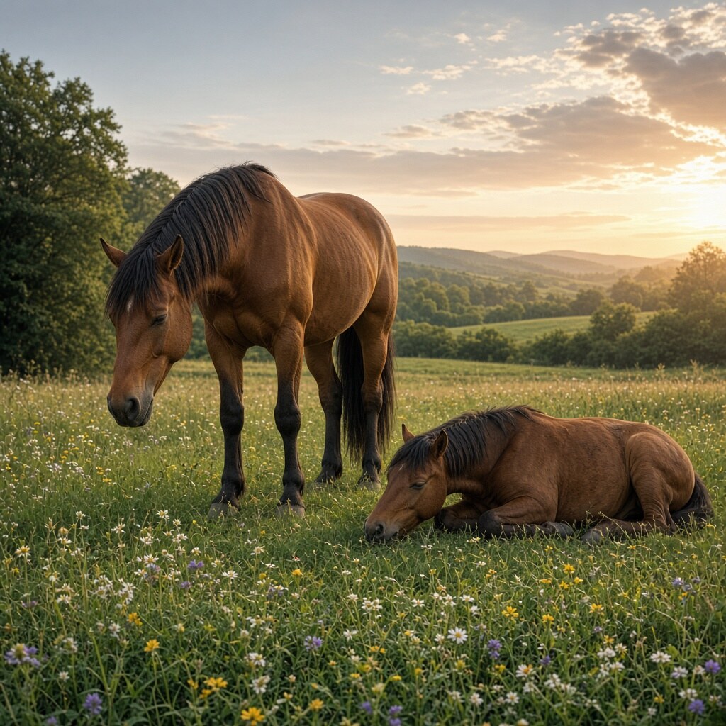 Horses can sleep both standing up and lying down
