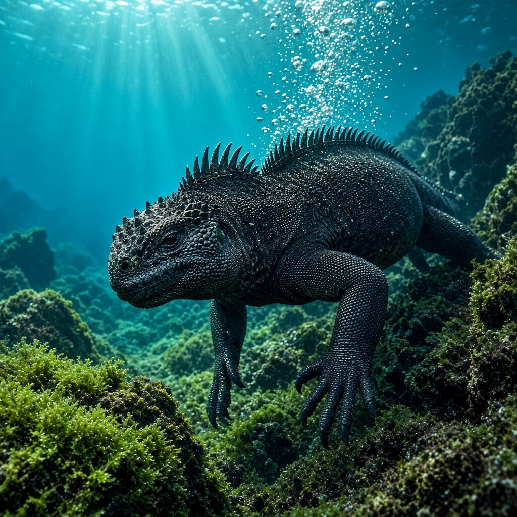 Marine iguanas are the only lizards that forage in the ocean