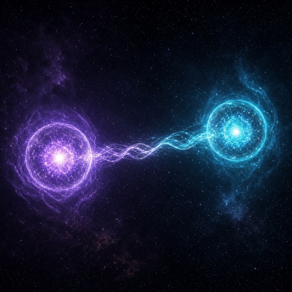 Quantum entanglement links particles across distance