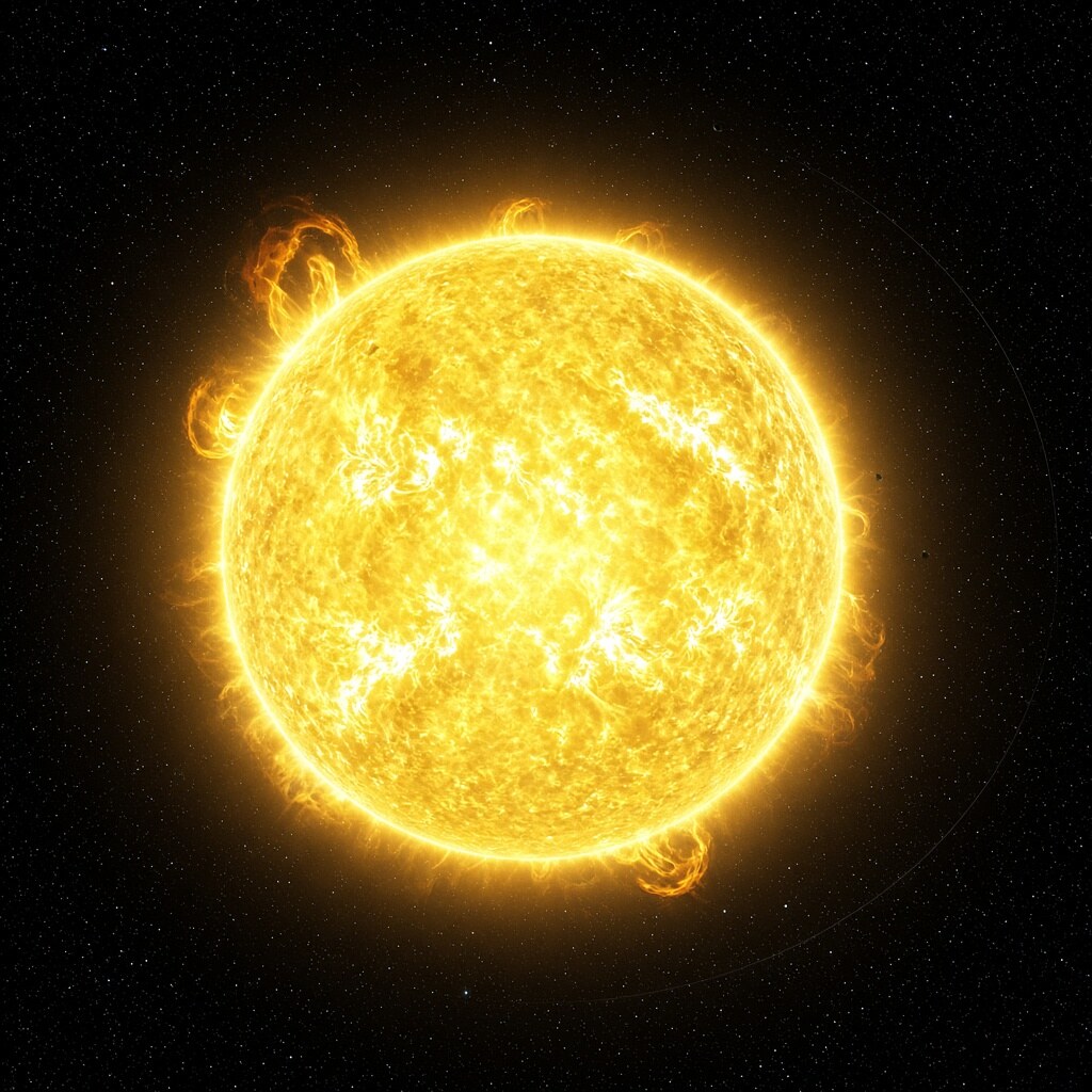 The Sun holds about 99.8% of the solar system’s mass
